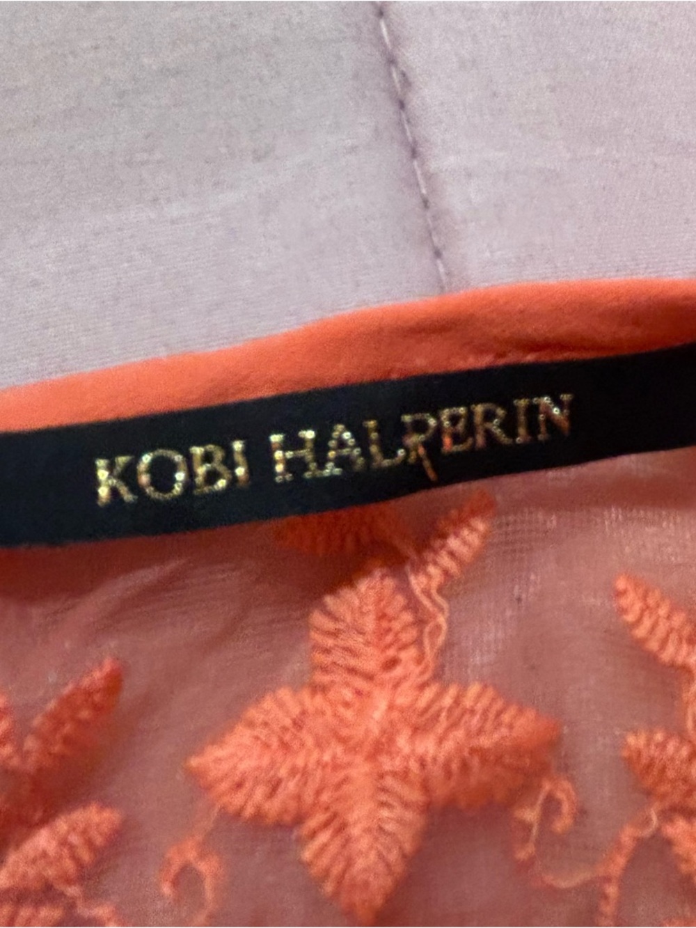 Kobi Halperin Orange Lace Blouse M - Picture 2 of 5